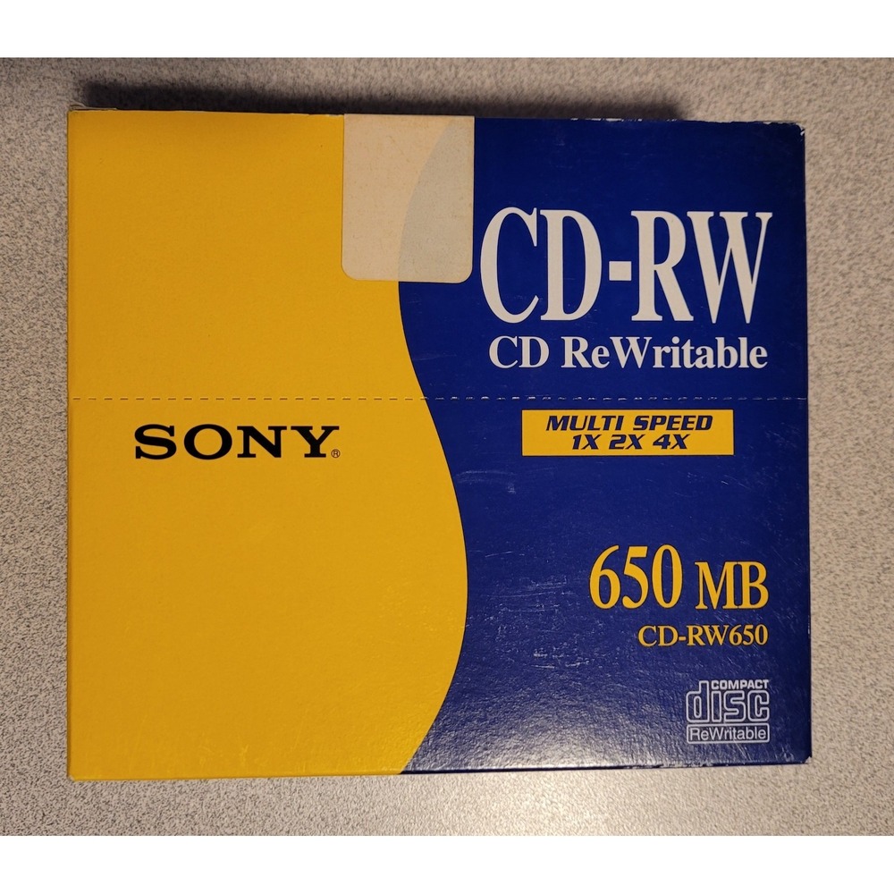 Sony CD-RW650 CD ReWritable Discs Multi Speed 650MB Data Storage Media 5 Pack